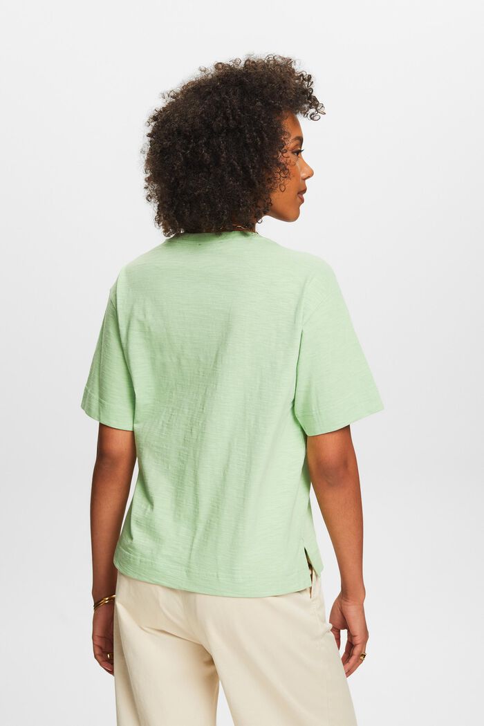 T-shirt melanżowy z dekoltem w serek, LIGHT GREEN, detail image number 2