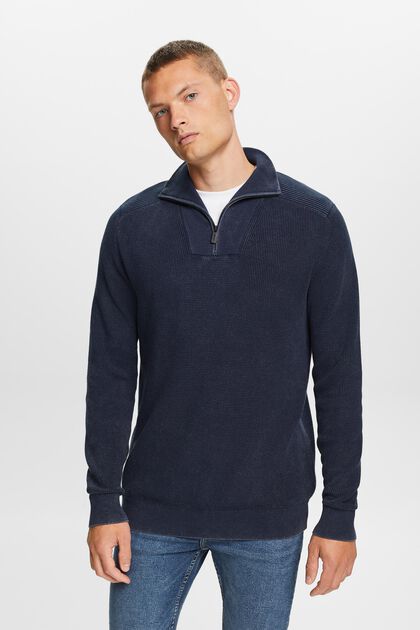 Sweter z zamkiem do połowy długości, 100% bawełna