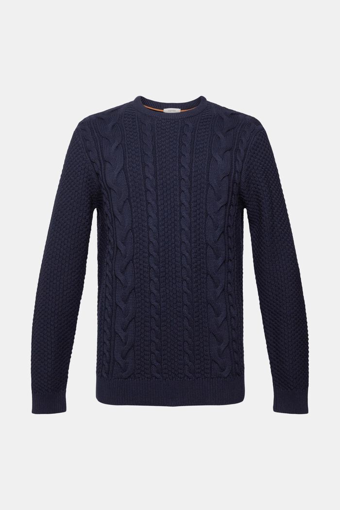 Sweter z warkoczowym wzorem, NAVY, detail image number 2