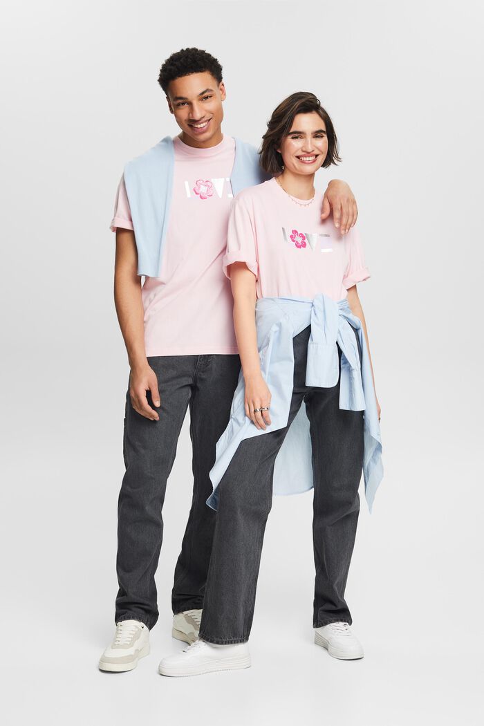 T-shirt z nadrukiem z bawełny pima, unisex, PASTEL PINK, detail image number 6