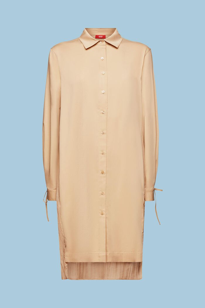 Marszczona sukienka koszulowa midi, SAND, detail image number 6