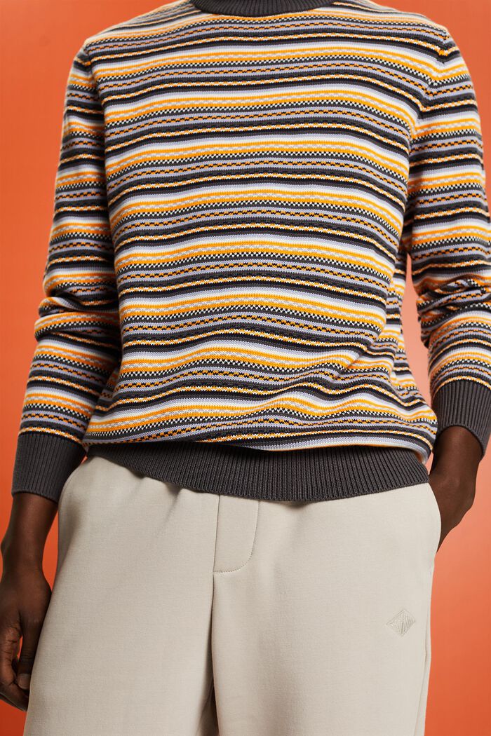 Żakardowy sweter z półgolfem z bawełny, DARK GREY, detail image number 3