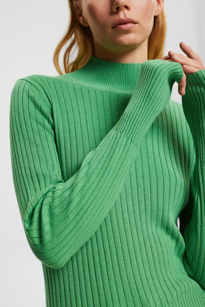 Sweter z prążkowanej dzianiny, GREEN, detail image number 2