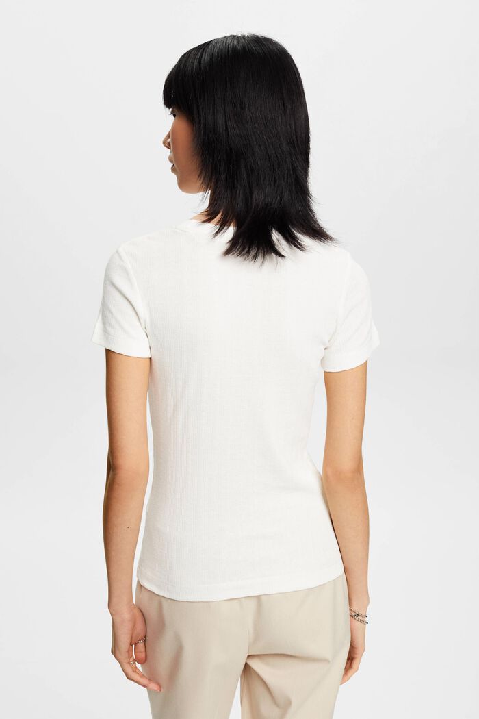 T-shirt z tkaniny pointelle, OFF WHITE, detail image number 3