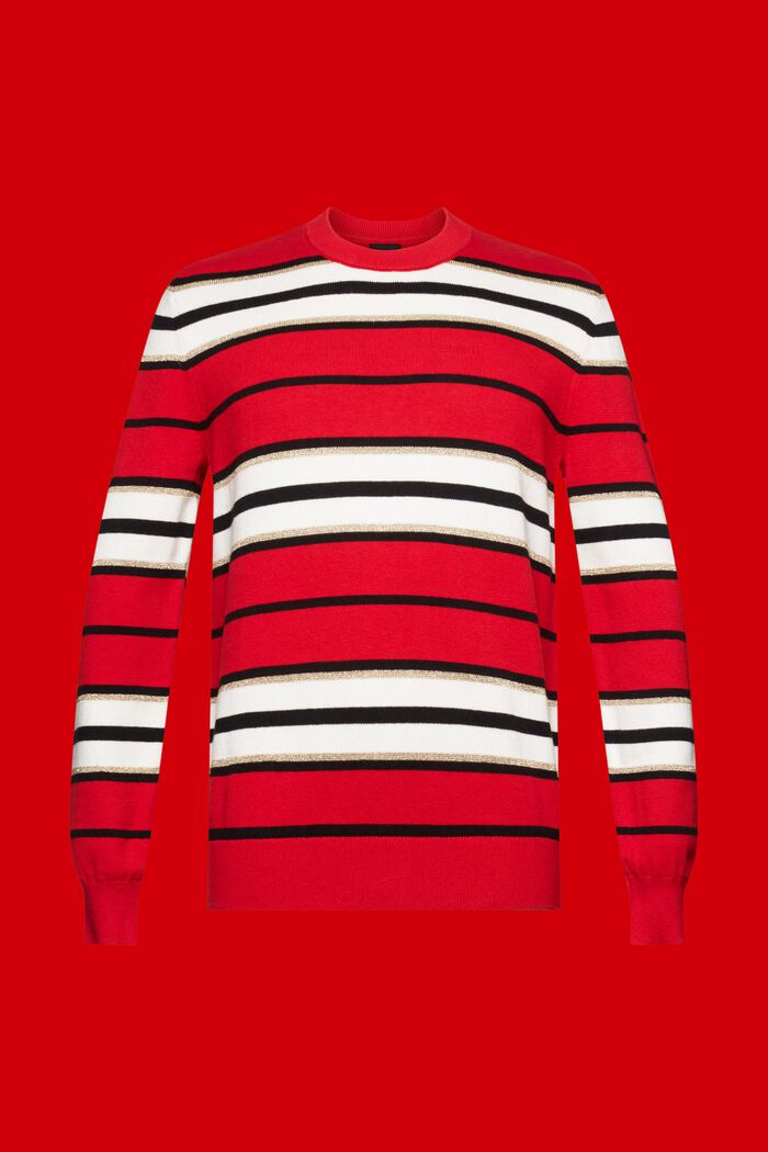 Sweter w paski z kaszmirem, RED, detail image number 6
