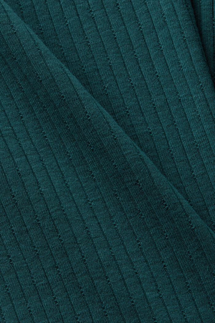Koszulka pointelle z okrągłym dekoltem, EMERALD GREEN, detail image number 5