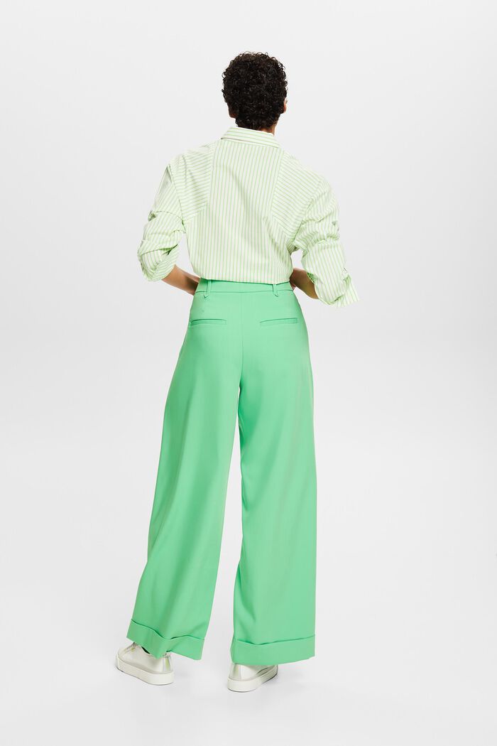 Spodnie z twillu z szerokimi nogawkami, CITRUS GREEN, detail image number 3
