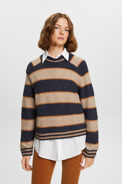 Sweter w paski z mieszanki wełnianej