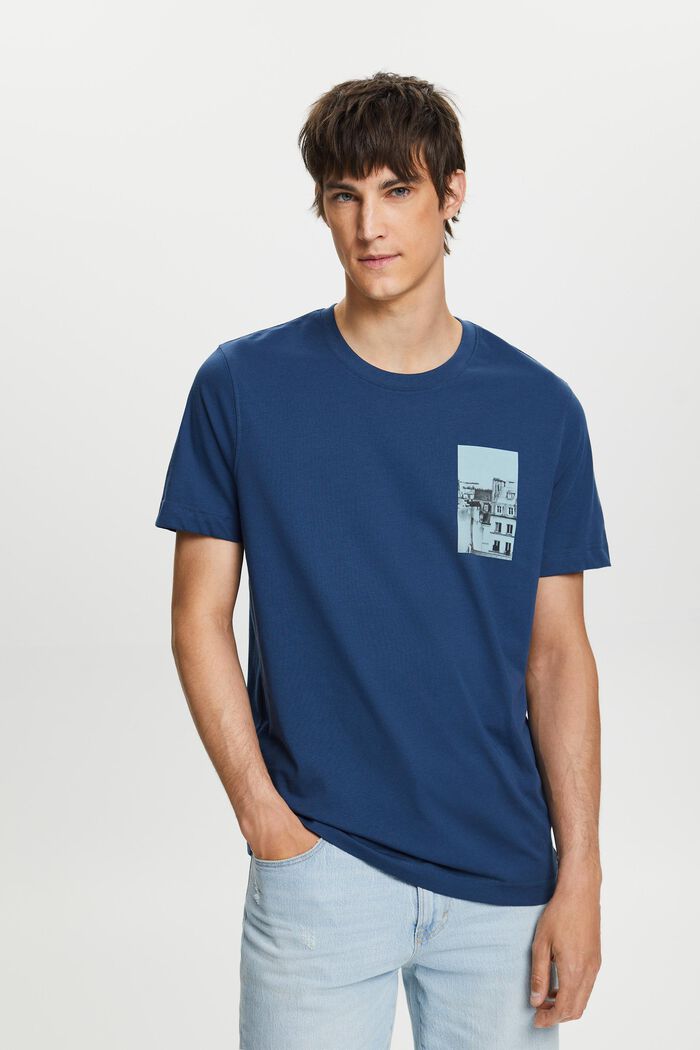 T-shirt z nadrukiem z przodu i z tyłu, GREY BLUE, detail image number 0