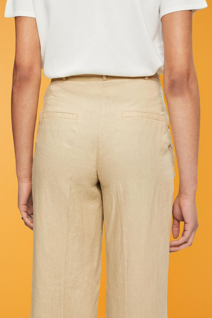Spodnie z lnu z szerokimi nogawkami, SAND, detail image number 4