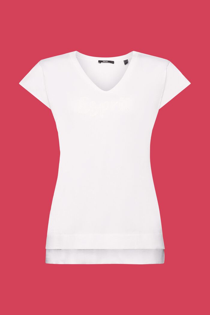 T-shirt z nadrukiem pod kolor materiału, 100% bawełny, WHITE, detail image number 7