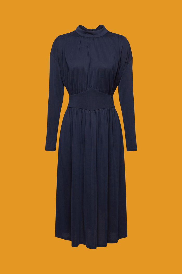 Drapowana sukienka midi, NAVY, detail image number 5