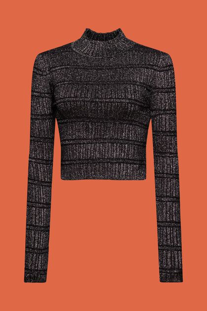 Skrócony sweter z półgolfem z lamy