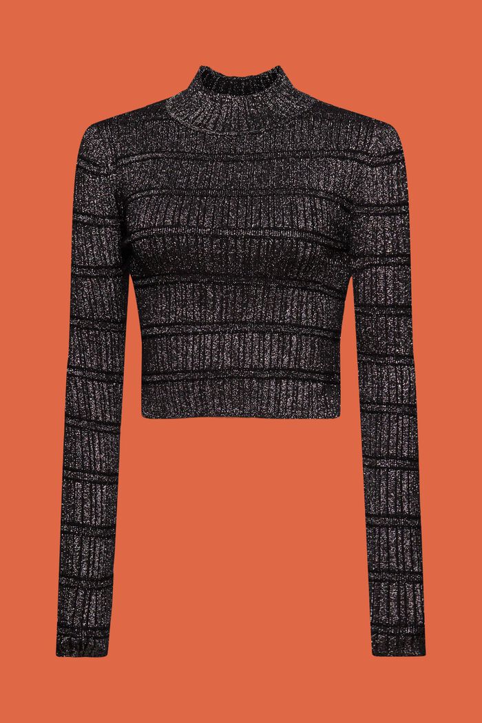 Skrócony sweter z półgolfem z lamy, BLACK, detail image number 6