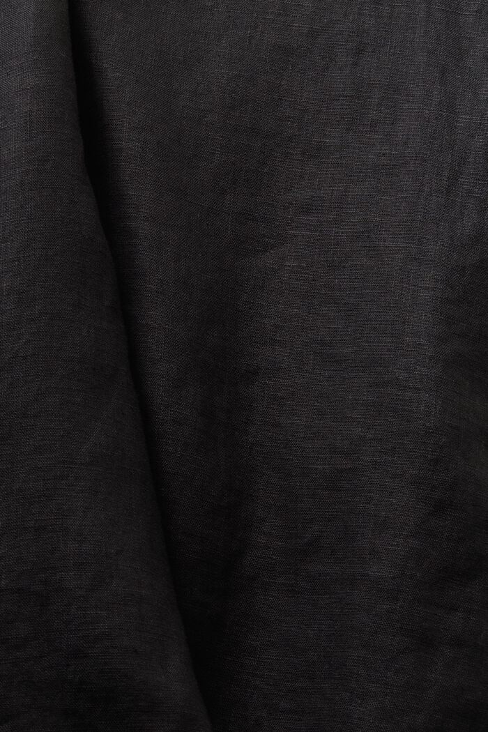 Lniane szorty z mankietem, BLACK, detail image number 5