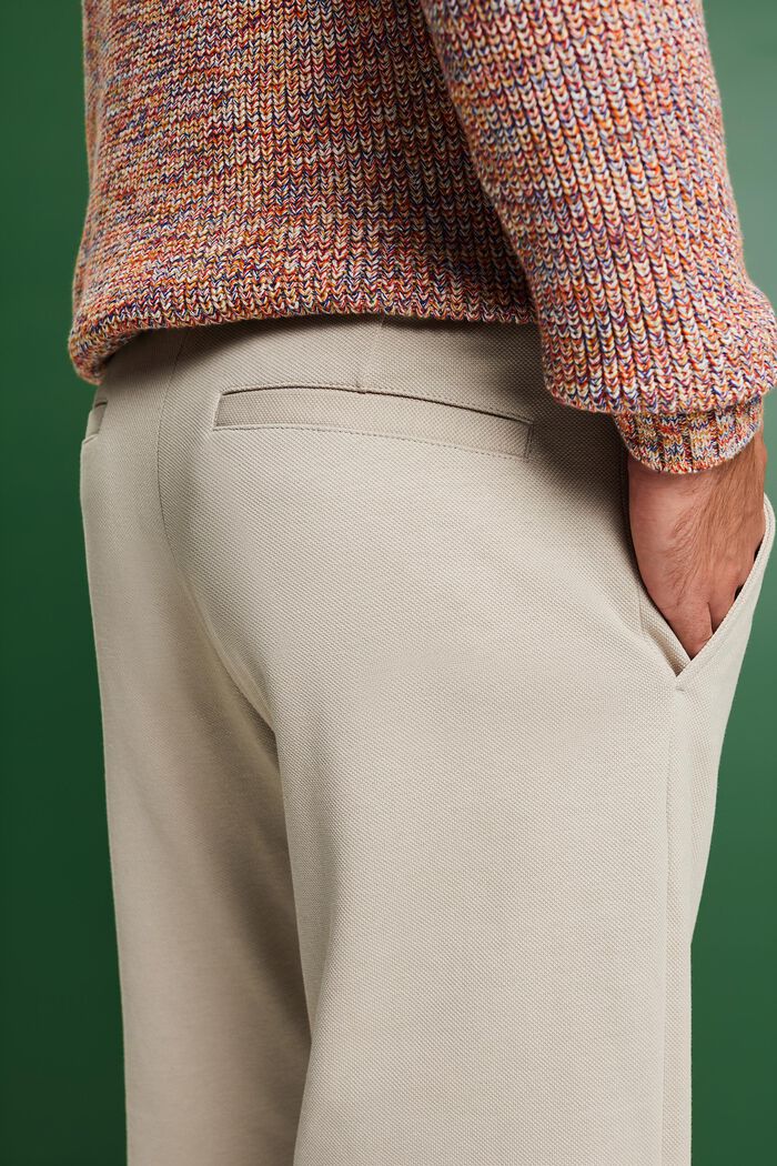 Dzianinowe spodnie z jerseyowej piki, BEIGE, detail image number 4