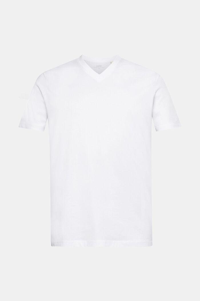 Bawełniany T-shirt z dekoltem w serek, slim fit, WHITE, detail image number 6