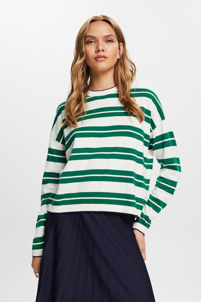 Sweter oversize, 100% bawełny, NEW DARK GREEN, detail image number 0