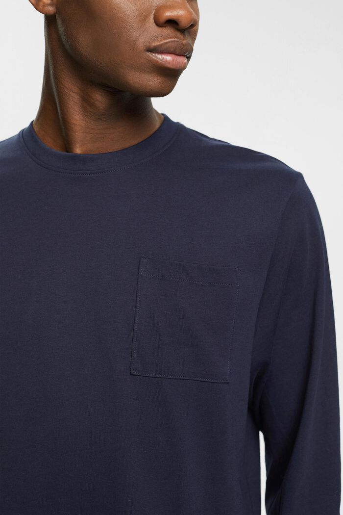Dżersejowa koszulka z długim rękawem, 100% bawełny, NAVY, detail image number 0