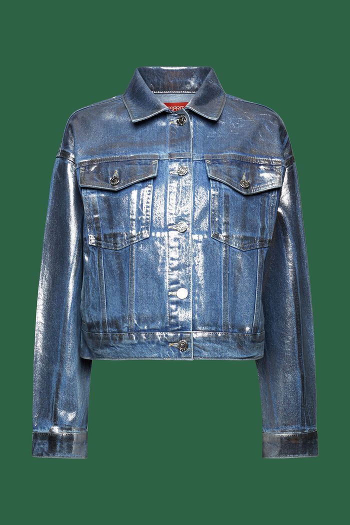 Metaliczna dżinsowa kurtka, GREY RINSE, detail image number 7
