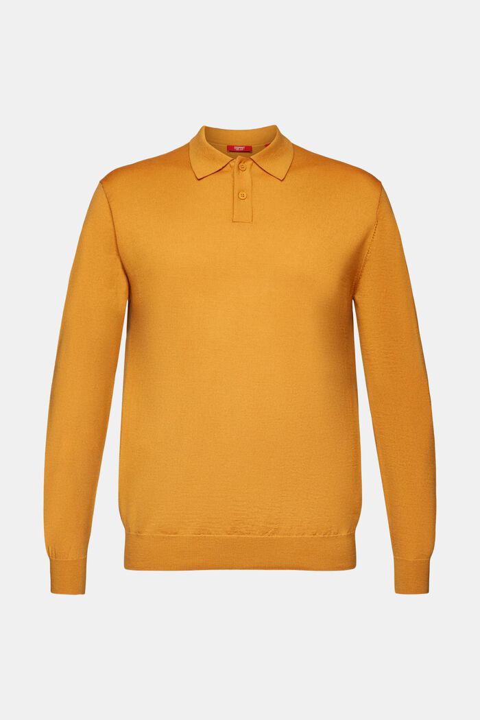 Sweter polo z wełny, HONEY YELLOW, detail image number 6