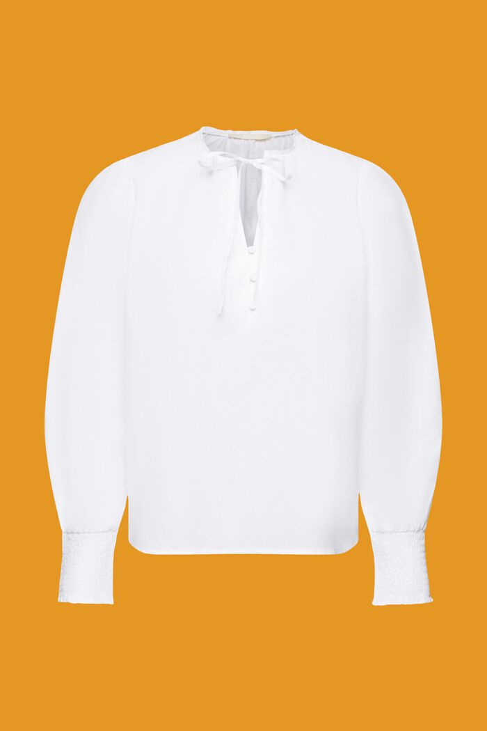 Bawełniana bluzka z wiązanym detalem, WHITE, detail image number 5
