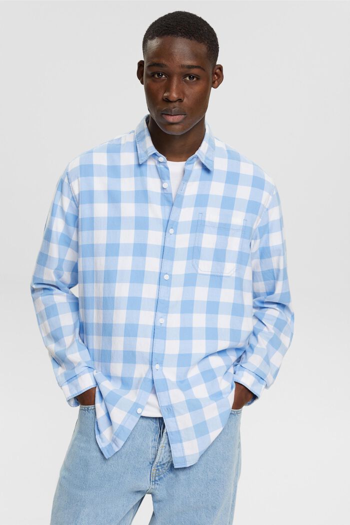 Flanelowa koszula w kratkę vichy ze zrównoważonej bawełny, BRIGHT BLUE, detail image number 0