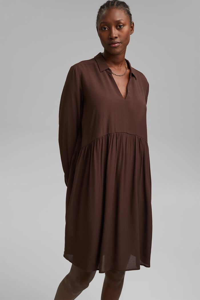 Sukienka bluzkowa z LENZING™ ECOVERO™, RUST BROWN, detail image number 0