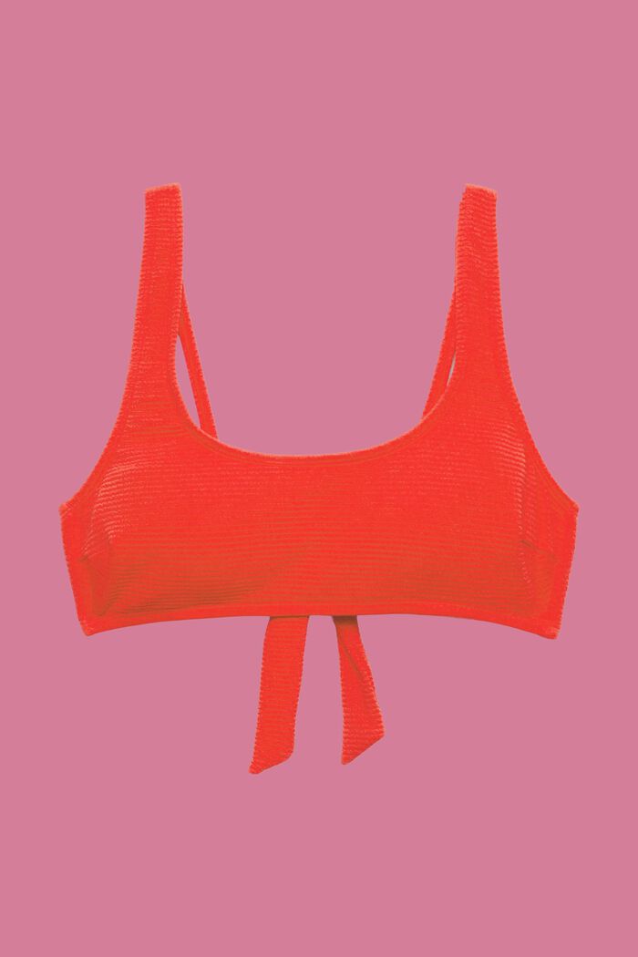 Fakturowana wyściełana góra od bikini w stylu bustiera, RED, detail image number 4