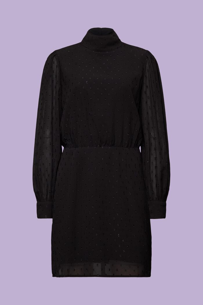 Szyfonowa sukienka mini w błyszczące kropeczki, BLACK, detail image number 7