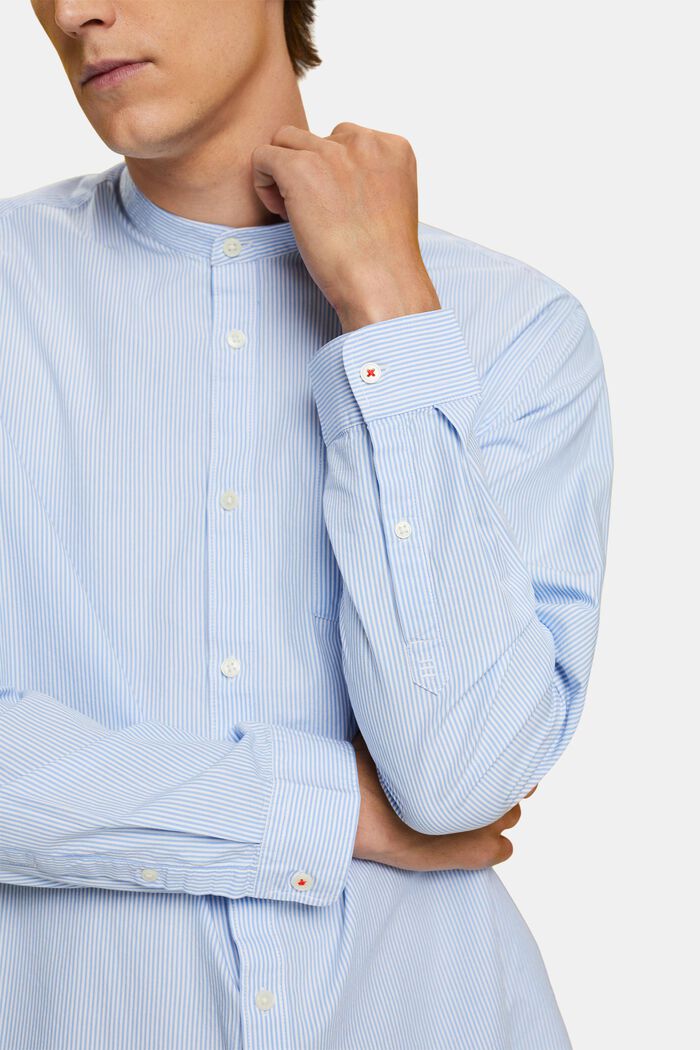 Bawełniana koszula w prążki ze stójką, GREY BLUE, detail image number 2