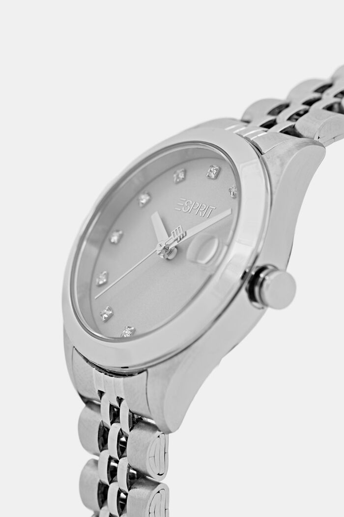 Zegarek ze stali szlachetnej z wyświetlaczem daty, SILVER, detail image number 1