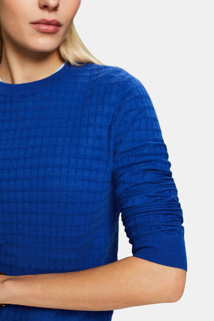 Sweter z fakturowanej dzianiny, BRIGHT BLUE, detail image number 3