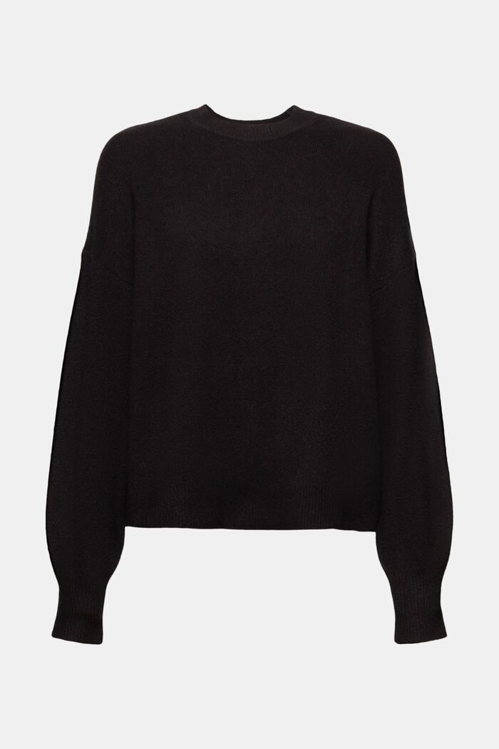 Dzianinowy sweter z szerokimi rękawami, BLACK, detail image number 6