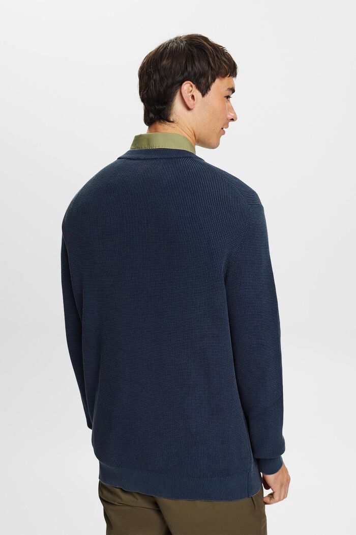Sweter basic z okrągłym dekoltem, 100% bawełny, NAVY, detail image number 4