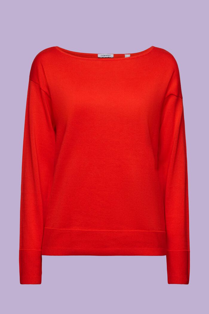 Sweter z łódkowym dekoltem, RED, detail image number 5