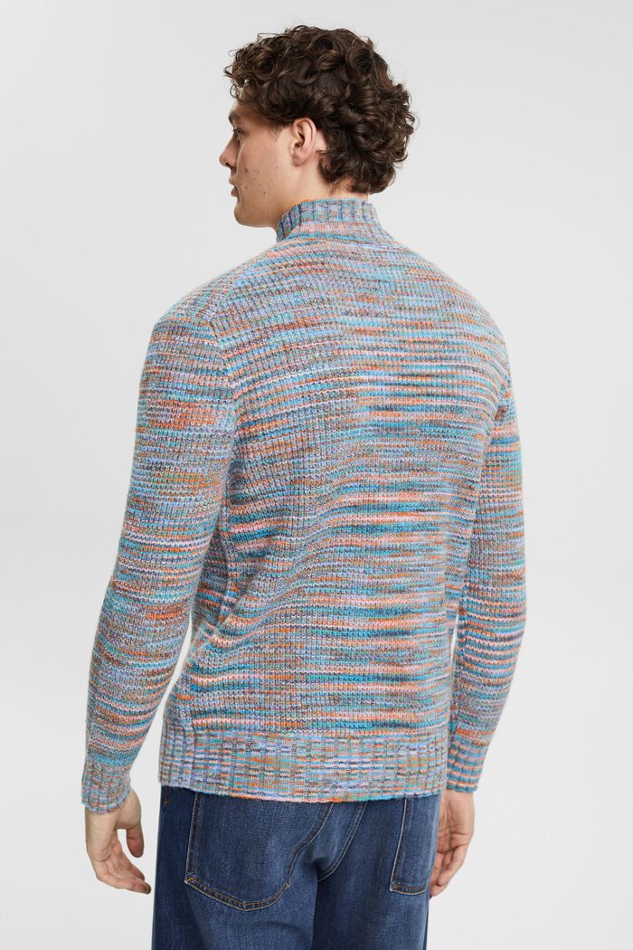 Kolorowy sweter z golfem, GREY BLUE, detail image number 3