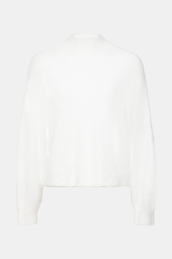 Sweter z półgolfem ze sztucznego futerka, OFF WHITE, detail image number 2