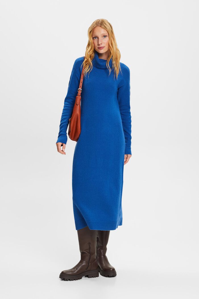 Sukienka mini z półgolfem, BRIGHT BLUE, detail image number 0