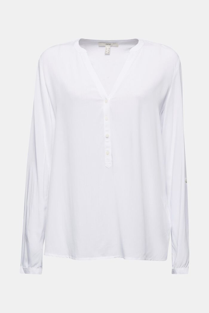 Bluzka z dekoltem henley, LENZING™ ECOVERO™, WHITE, detail image number 0