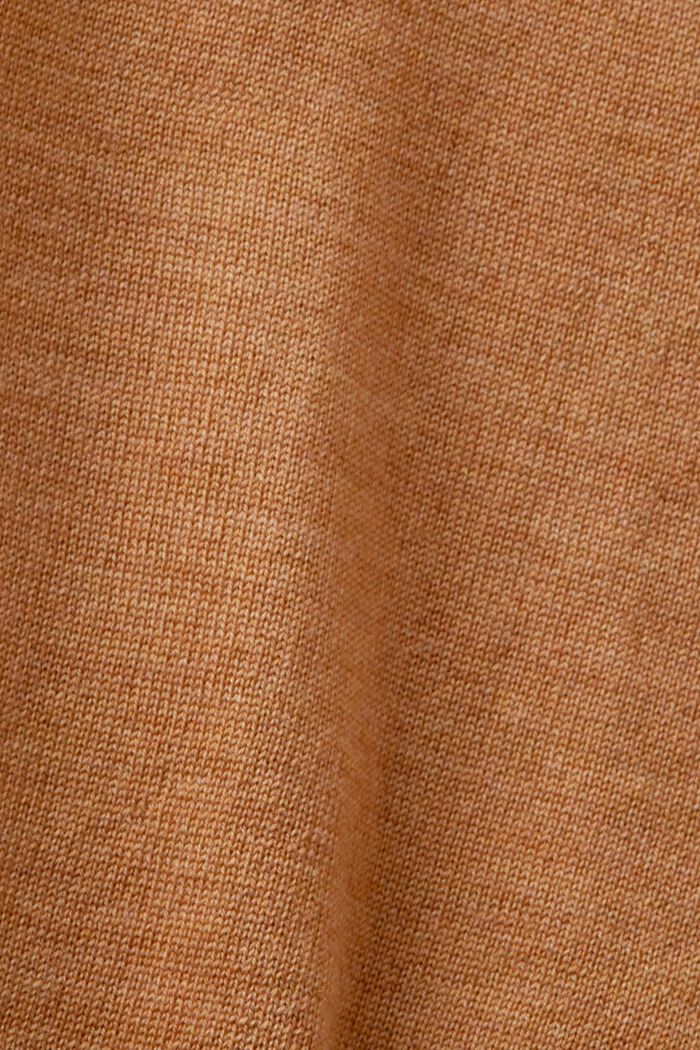 Oversizowy wełniany sweter z półgolfem, CARAMEL, detail image number 5
