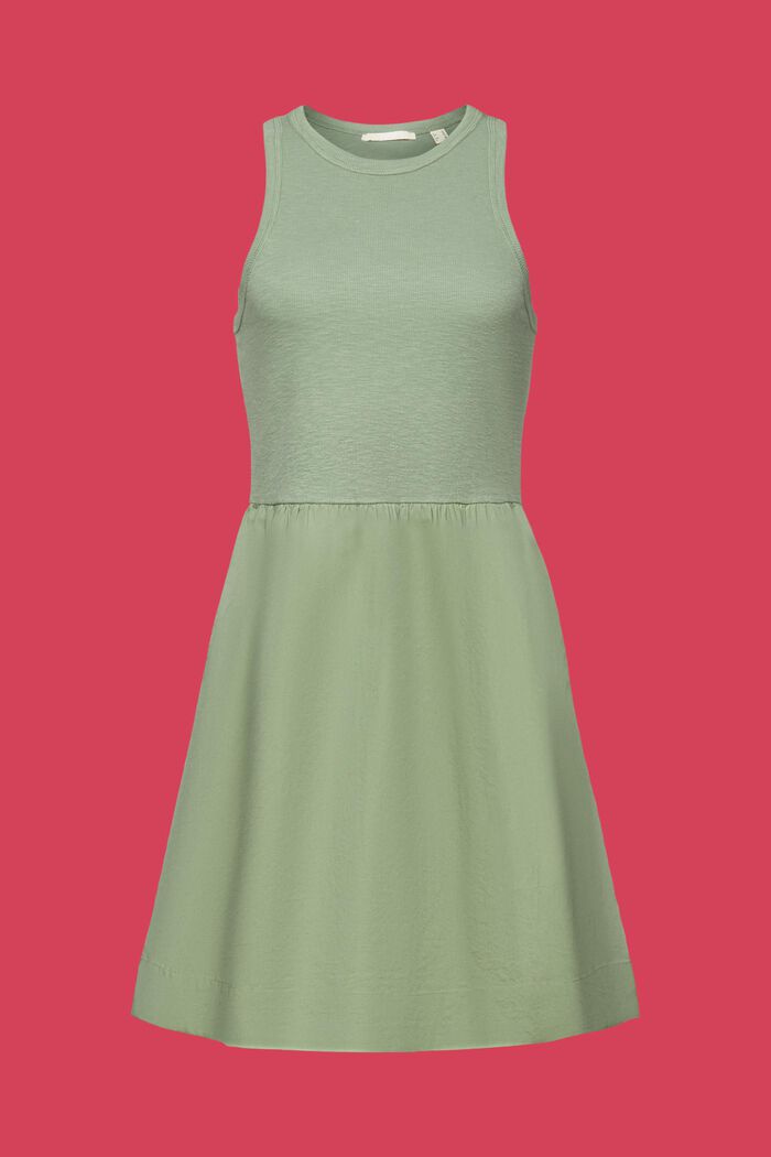 Sukienka mini z miksu materiałów, PALE KHAKI, detail image number 7