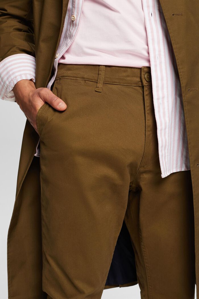 Spodnie chino z dopasowanymi nogawkami, KHAKI GREEN, detail image number 4