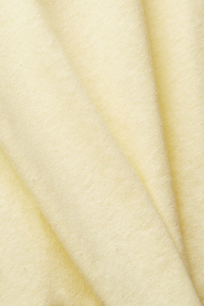 Top z mieszanki bawełny i lnu, PASTEL YELLOW, detail image number 4