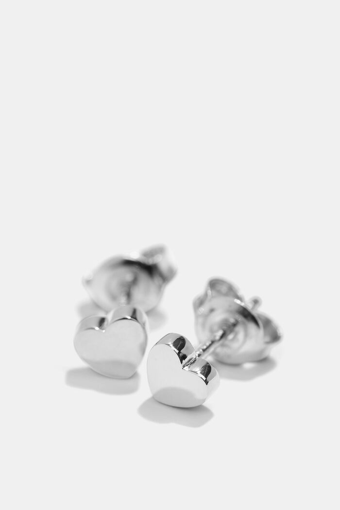Kolczyki wkrętki w kształcie serca, ze srebra wysokiej próby, SILVER, detail image number 1