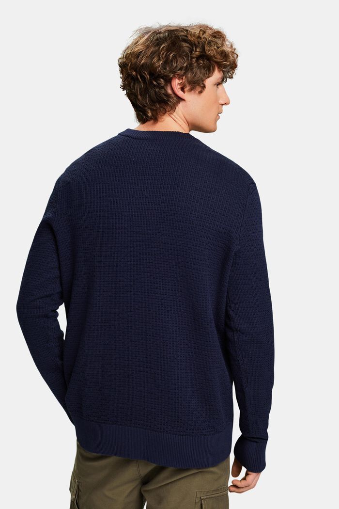 Fakturowany sweter z okrągłym dekoltem, NAVY BLUE, detail image number 2