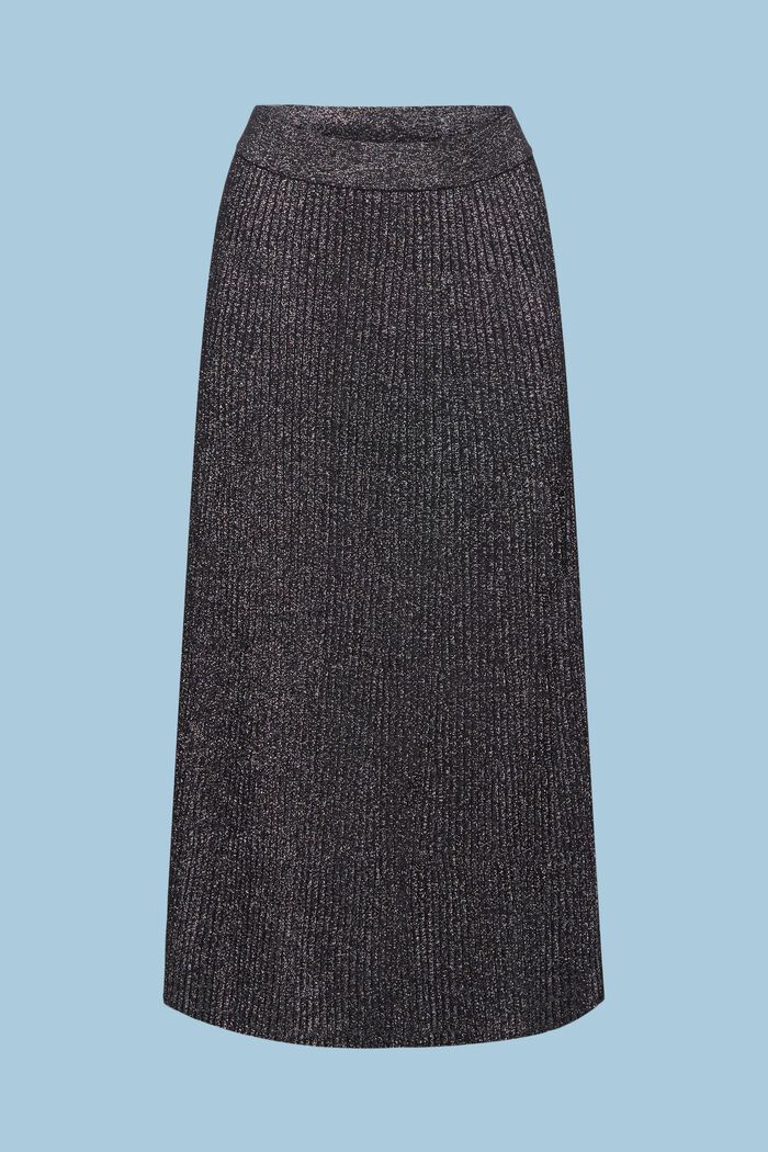 Spódnica midi z prążkowanej dzianiny z lamy, BLACK, detail image number 6