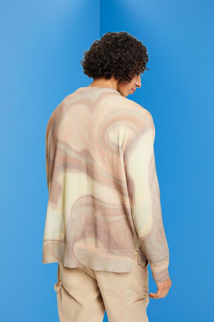 Bawełniany sweter ze wzorem na całej powierzchni, LIGHT TAUPE, detail image number 3
