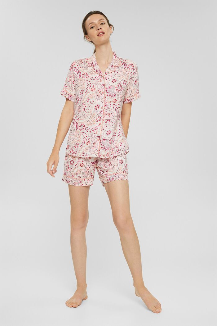 Krótka piżama, 100% LENZING™ ECOVERO™, LIGHT PINK, detail image number 0