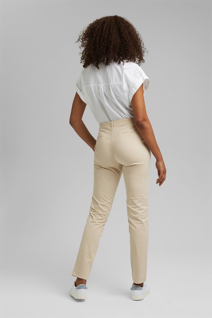 Elastyczne spodnie chino z bawełny ekologicznej pima, BEIGE, detail image number 3